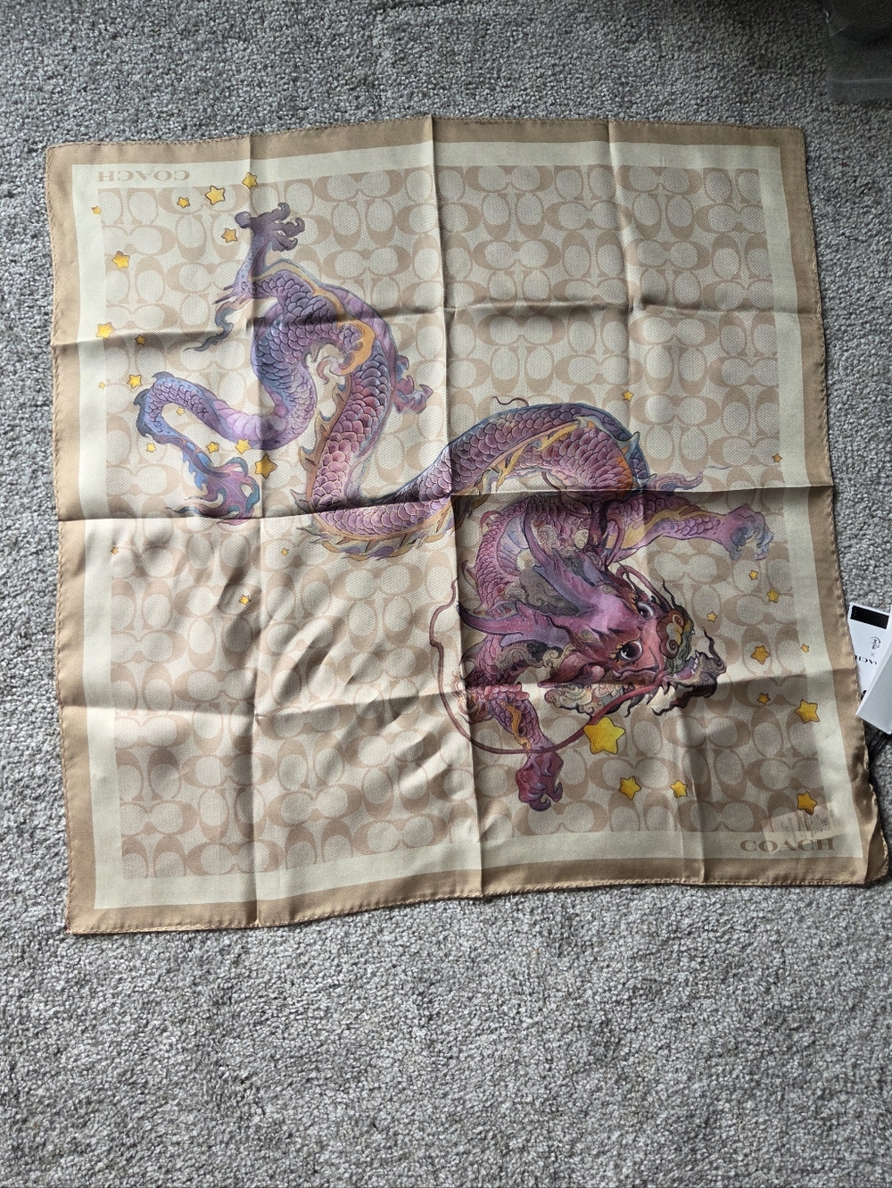 NWT Coach Year Of The Dragon Silk Scarf